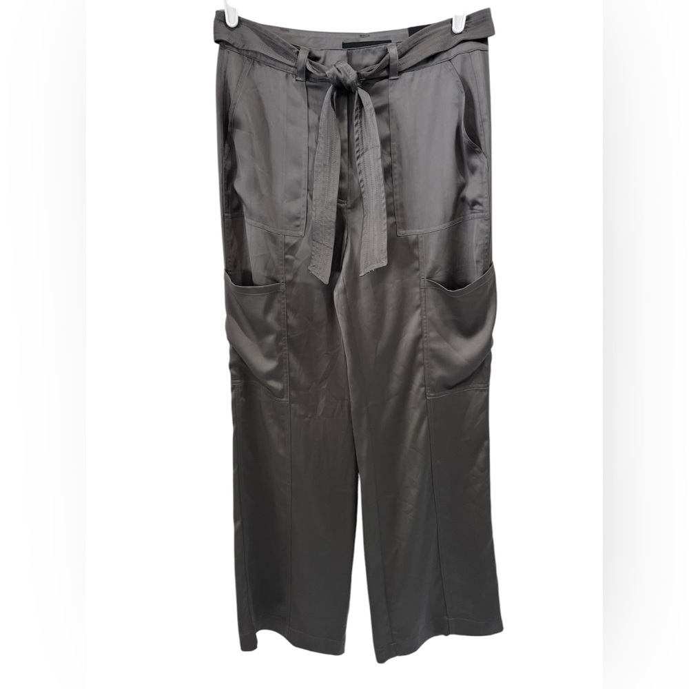NWT White House Black Market Belted Utility Wide Leg Trouser in Black - 8